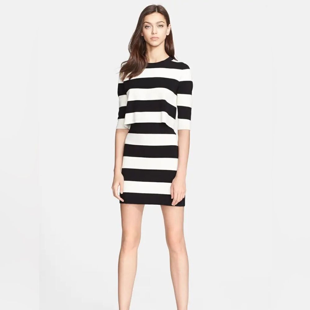 Women's Theory 'Prosecco' Crop Sweater Black/Ivory - Picture 2 of 6